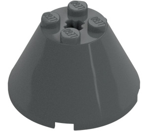 LEGO Dark Stone Gray Cone 4 x 4 x 2 with Axle Hole (3943)