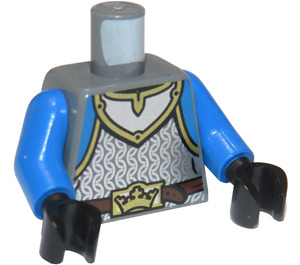 LEGO Dark Stone Gray Crown Soldier with Neck Protector, Chain Mail Armor, Blue Arms Torso (973 / 76382)