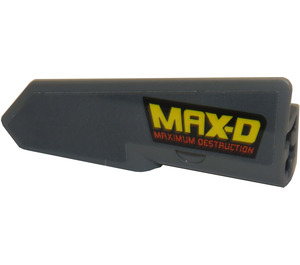 LEGO Dark Stone Gray Curved Panel 21 Right with 'MAX-D' and 'MAXIMUM DESTRUCTION' Sticker (11946)