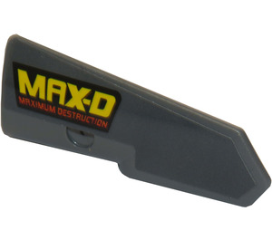 LEGO Dark Stone Gray Curved Panel 22 Left with 'MAX-D' and 'MAXIMUM DESTRUCTION' Sticker (11947)