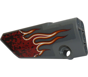 LEGO Dark Stone Gray Curved Panel 3 Left with Dark red flame Sticker (64683)