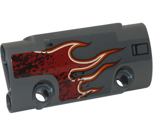 LEGO Dark Stone Gray Curved Panel 7 x 3 with Dark red flame Left Sticker (24119)