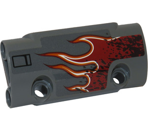 LEGO Dark Stone Gray Curved Panel 7 x 3 with Dark red flame right Sticker (24119)