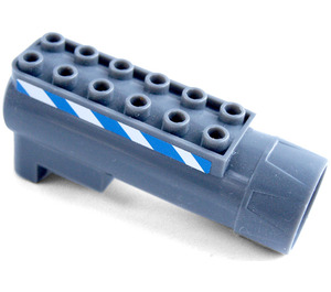 LEGO Dunkles Steingrau Zylinder 8 x 3 Ø 20.9 mit Blau und Weiß Danger Streifen Aufkleber (87944)