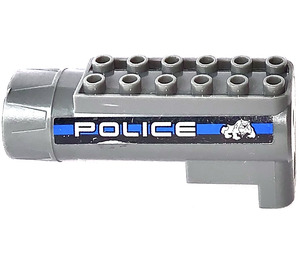 LEGO Dunkles Steingrau Zylinder 8 x 3 Ø 20.9 mit 'Polizei' und Bulldog Aufkleber (87944)