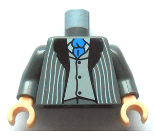 LEGO Dunkles Steingrau Death Eater Torso mit Striped Anzug und Medium Stone Weste mit Blau Tie mit Dark Stone Arme und Licht Fleisch Hände (973 / 76382)