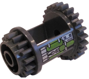 LEGO Mørk steingrå Differential Tannhjul Casing med Tank og Bolts (Venstre) Klistremerke (6573)