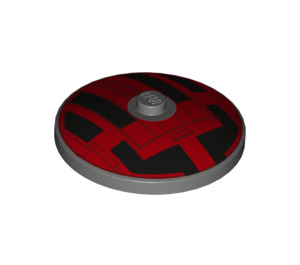 LEGO Dark Stone Gray Dish 4 x 4 with Star Wars Hatch Black and Red Pattern (Solid Stud) (3960 / 50098)