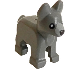 LEGO Dark Stone Gray Dog with Gray Muzzle and Black Nose