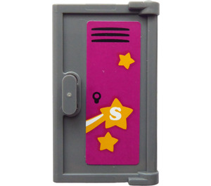 LEGO Dark Stone Gray Door 1 x 2 x 3 with Locker Falling Star Sticker (60614)