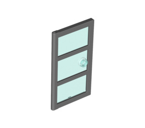 LEGO Dark Stone Gray Door 1 x 4 x 6 with 3 Panes and Transparent Light Blue Glass and Stud Handle (60797)