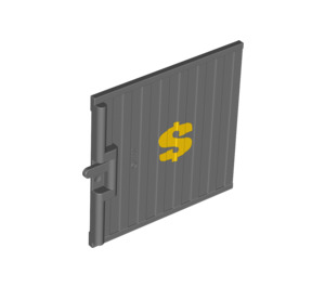 LEGO Dark Stone Gray Door 6.5 x 5 Sliding with Vertical Lines with Dollar Sign Type 1 (4511 / 90833)