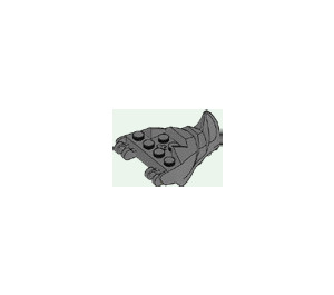 LEGO Dark Stone Gray Dragon Head Jaw with Horn with White Teeth