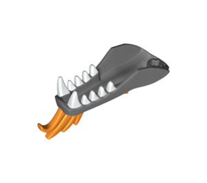 LEGO Dark Stone Gray Dragon Head Lower Jaw with Bright Light Orange Scales (12165 / 93343)