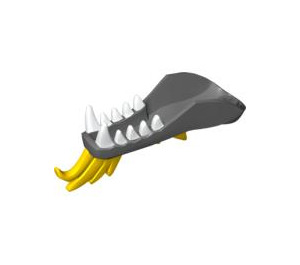 LEGO Dark Stone Gray Dragon Head Lower Jaw with White Teeth and Yellow Spines (93072 / 97441)