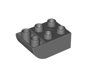 LEGO Dark Stone Gray Duplo Brick 2 x 3 with Inverted Slope Curve (98252)