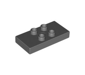 LEGO Dark Stone Gray Duplo Tile 2 x 4 x 0.33 with 4 Center Studs (Thick) (6413)