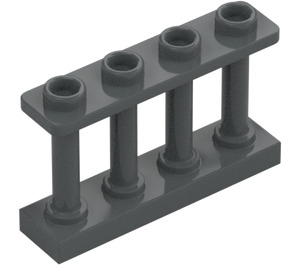 LEGO Mørk steingrå Gjerde Spindled 1 x 4 x 2 med 4 toppknotter (15332)