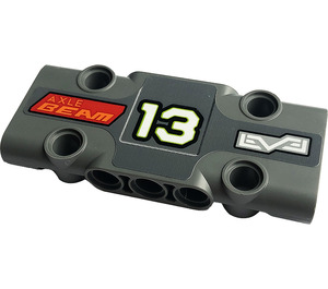 LEGO Dark Stone Gray Flat Panel 3 x 7 with Number 13, 'AXLE BEAM' Sticker (71709)