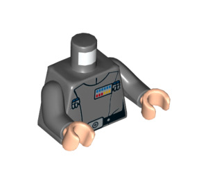 LEGO Donker steengrijs Grand Moff Tarkin met Grijs Uniform en naar achteren geveegd Haar Minifiguur Torso (973 / 76382)