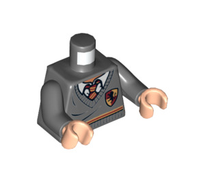 LEGO Mørk stengrå Gryffindor Student Torso med Grey Sweater og Rød Tie (76382 / 88585)