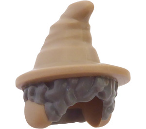 LEGO Dunkles Steingrau Haar mit Dunkel Beige Pointed Hut (68515)