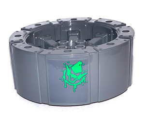 LEGO Dark Stone Gray Hard Plastic Wheel Ø56 x 22 with Spokes with Green Goblin Face Sticker (55817)