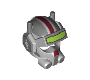 LEGO Dark Stone Gray Helmet with Raised Visor, Antennas and Red Stripe (68804)