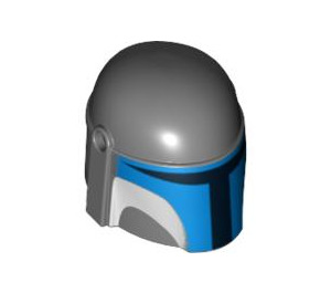 LEGO Grigio pietra scuro Casco con Lati Fori con Mandalorian Blu e Nero (87610 / 93053)