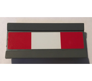 LEGO Dark Stone Gray Hinge 6 x 3 with Red and White Squares Sticker (2440)