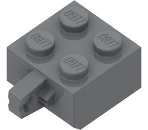 LEGO Mørk steingrå Hengsel Kloss 2 x 2 Låsende med 1 Finger Vertikal (ingen akselhull) (30389)