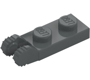 LEGO Dark Stone Gray Hinge Plate 1 x 2 with Locking Fingers with Groove (44302)