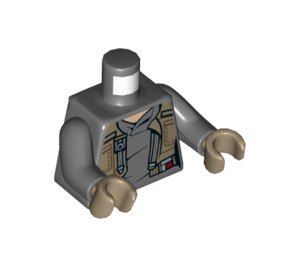 LEGO Mørk stengrå Jyn Erso med Poncho Minifig Torso (973 / 76382)