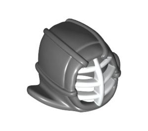 LEGO Grigio pietra scuro Kendo Casco con Bianco Griglia (98130 / 99201)