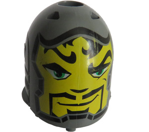 LEGO Dark Stone Gray Large Figure Head with Rascus Pattern