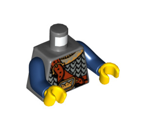 LEGO Dunkles Steingrau Medieval Chainmail Torso mit Gold Krone Gürtel Buckle (973 / 76382)
