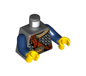 LEGO Gris Pierre Foncé Médiéval Chainmail Torse avec Gold couronner Boucle de ceinture (973 / 76382)