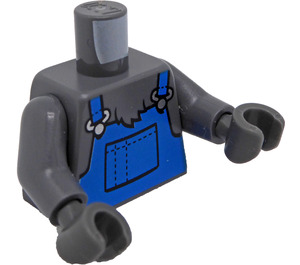 LEGO Donker steengrijs Minifiguur Torso Blauw Overall en Dark Stone Grijs Bont (973)