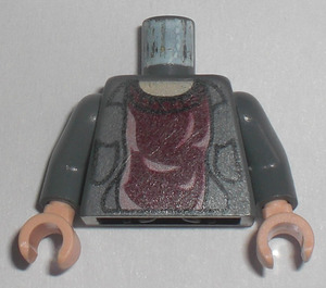 LEGO Dark Stone Gray Minifig Torso with Jacket Over Dark Red Sweater (973)