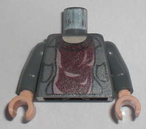 LEGO Dunkles Steingrau Minifigur Torso mit Jacke Over Dunkelrot Pullover (973 / 73403)