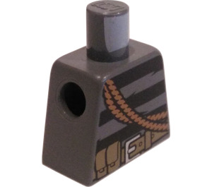 LEGO Gris piedra oscuro Minifigura Torso sin brazos con Rayas, Lockpick, y Rope (973)