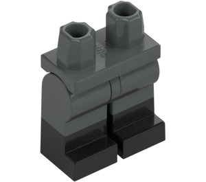 LEGO Tmavě kamenná šedá Minifigurka Boky a nohy s Černá Boots (21019 / 77601)