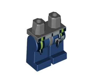 LEGO Donker steengrijs Minifiguur Heupen en benen met ID-Kaart, Zilver en Groen Strepen (3815 / 63209)