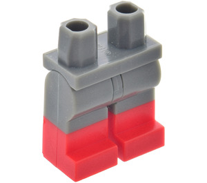 LEGO Mörk Stengrå Minifigur Höfter och ben med Röd Boots (21019 / 77601)