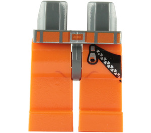LEGO Dark Stone Gray Minifigure Hips and Legs with Zipper and Orange Belt (3815 / 63206)