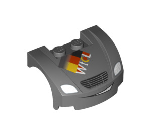 LEGO Grigio pietra scuro Mudgard Bonnet 3 x 4 x 1.3 Curvo con Griglia e Smile e german Bandiera (70126 / 98835)