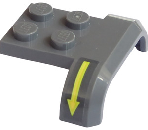 LEGO Gris pierre foncé Garde-boue assiette 2 x 2 avec Shallow Roue Arche
 avec La Flèche (Droite Côté) Autocollant (28326)
