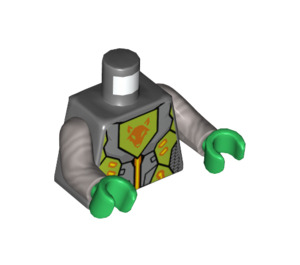 LEGO Dunkles Steingrau Nexo Knights Minifig Torso mit Orange, Gold, Lime und Wolf Kopf Dekoration (973 / 76382)