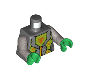 LEGO Dark Stone Gray Nexo Knights Minifig Torso with Orange, Gold, Lime and Wolf Head Decoration (973 / 76382)