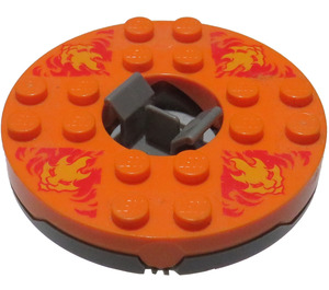 LEGO Donker steengrijs Ninjago Spinner met Bright Licht Oranje Faces en Rood Flames (92547)